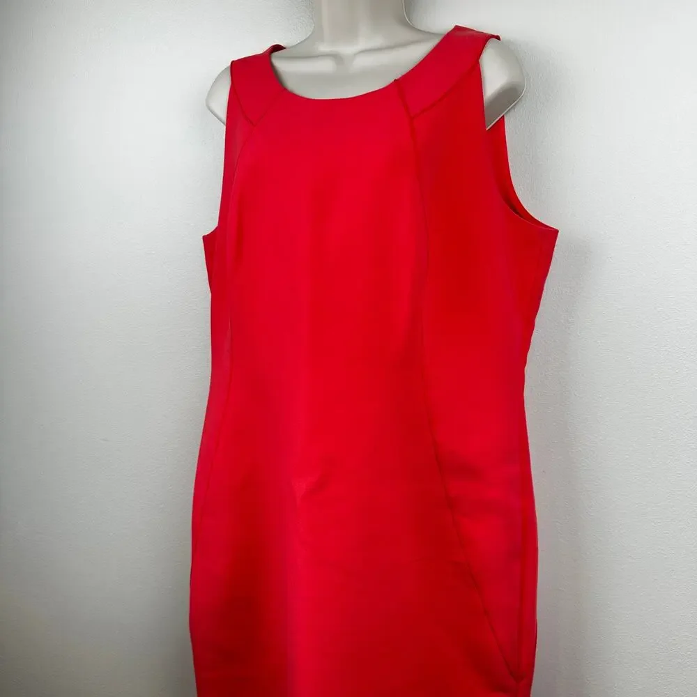 Lafayette 148 New York Dress Sheath Sleeveless Lined Orange Size 14 Career Event - Picture 4 of 11